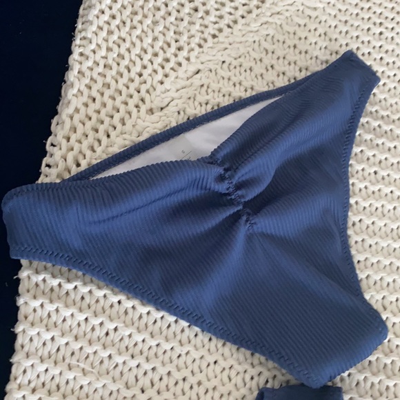 Deep Love Solid Blue Bikini Set Tie Front Beach Swimwear S - Picture 6 of 6